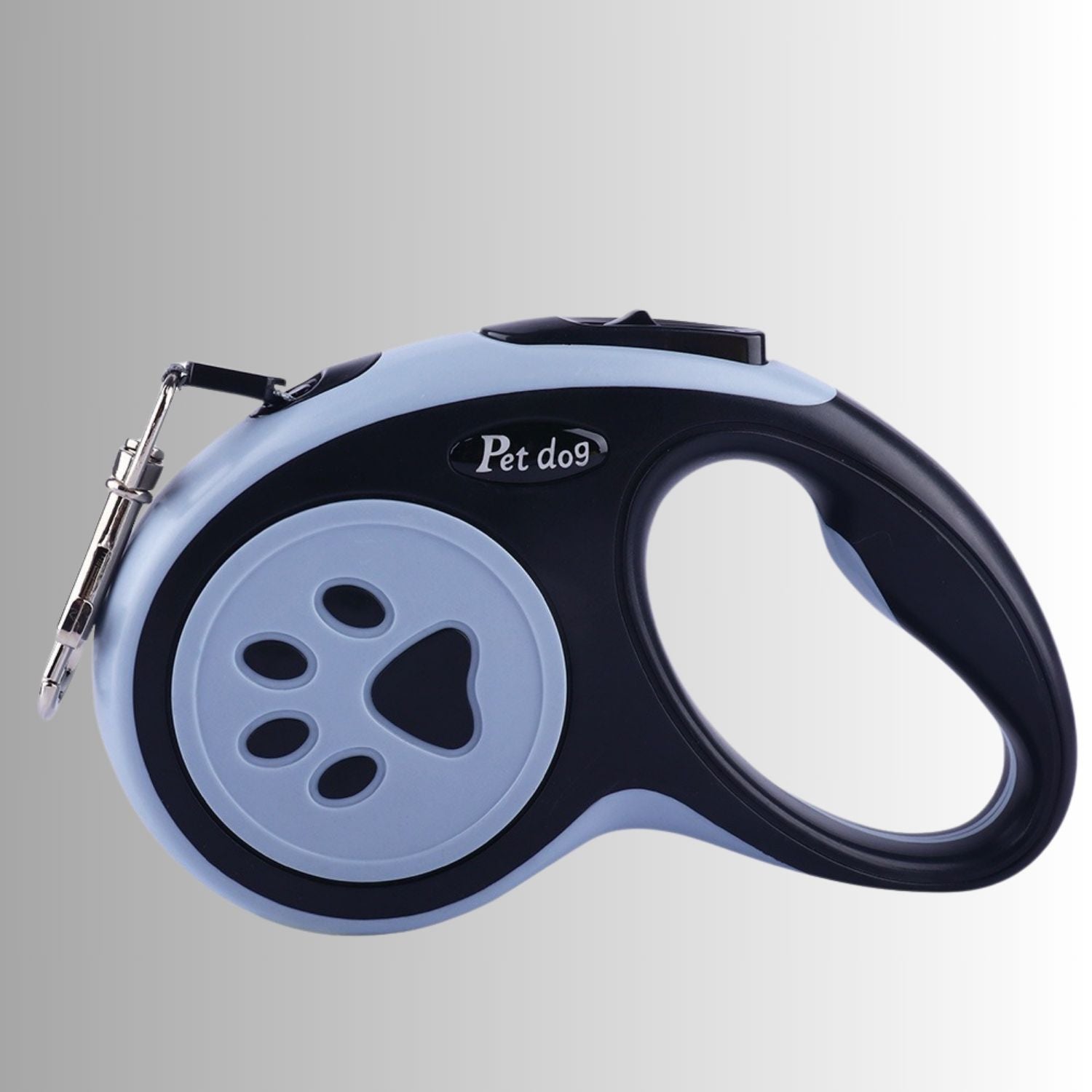 Inklapbare Hondenlijn zwarte hondenriem met pootafdruk logo